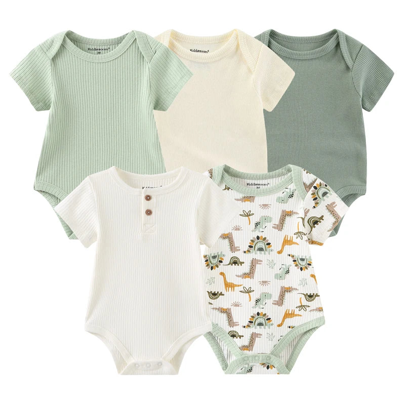 Four Seasons Unisex Infant Bodysuits Set 3 4 5 Pcs Cartoon Print Newborn Onesies