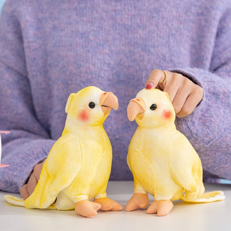Hot 17cm Kawaii Small Yellow Parrot Plush Toy Dolls Imitation Soft Cartoon Bird Stuffed Christmas Home Decor Parrot Plush Toys