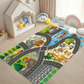 Kids Interactive City Traffic Jungle Animal Play Carpet Fun Road Track Game Mat Easy Clean Rug for Living Room Kids Bedroom