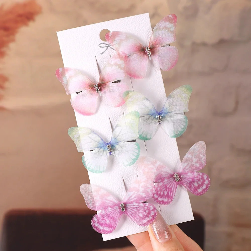 6Pcs/set Sweet Butterfly Hairpins for Girls Do Not Hurt Hair Super Nice Boutique Hairclips Womens Fashion Hair Accessories