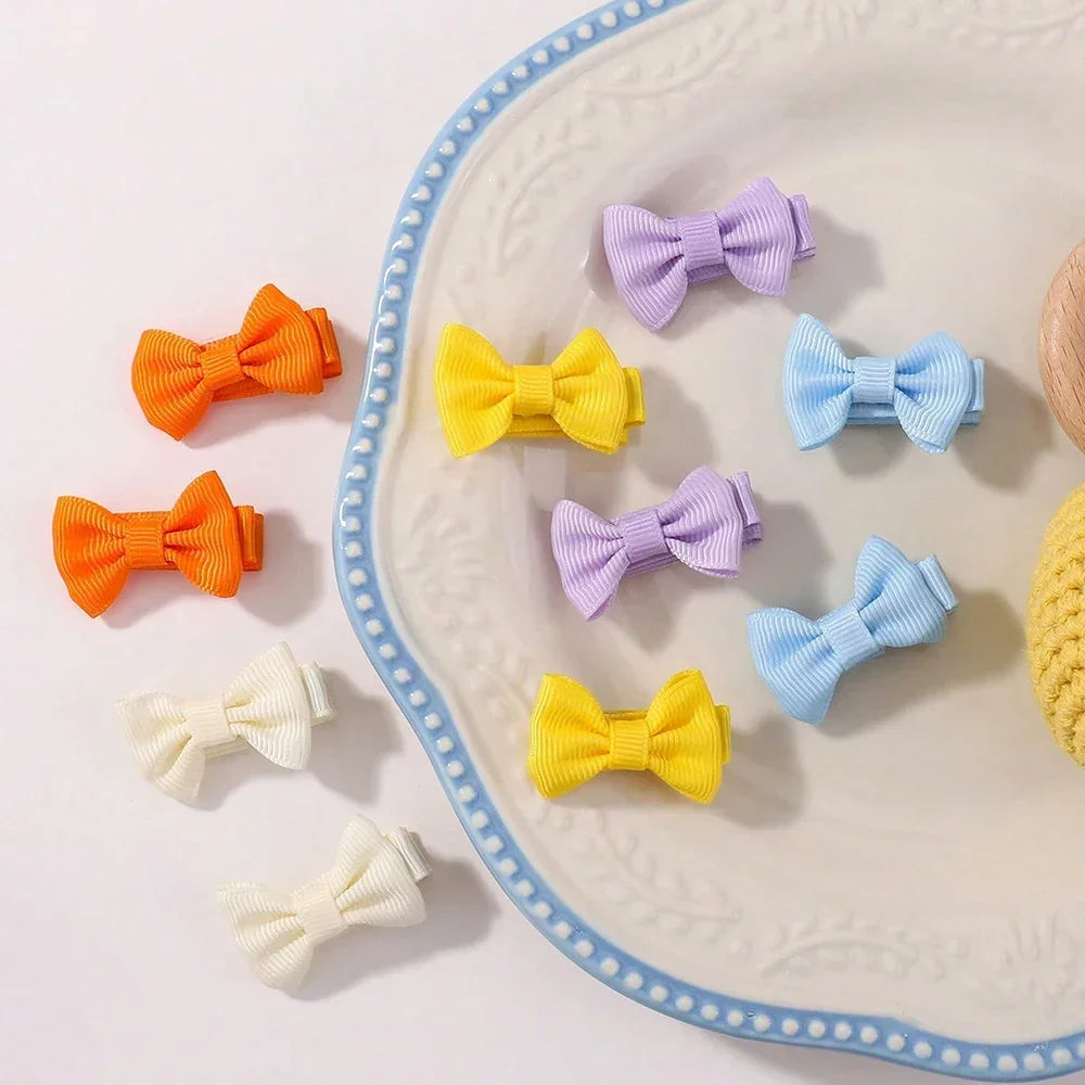 10pcs/set Cute Mini Hair Baby Bow Clips for Girls Lovely  Ribbon Handmade Bowbots Hairpins Headwear Kid Hair Accessories
