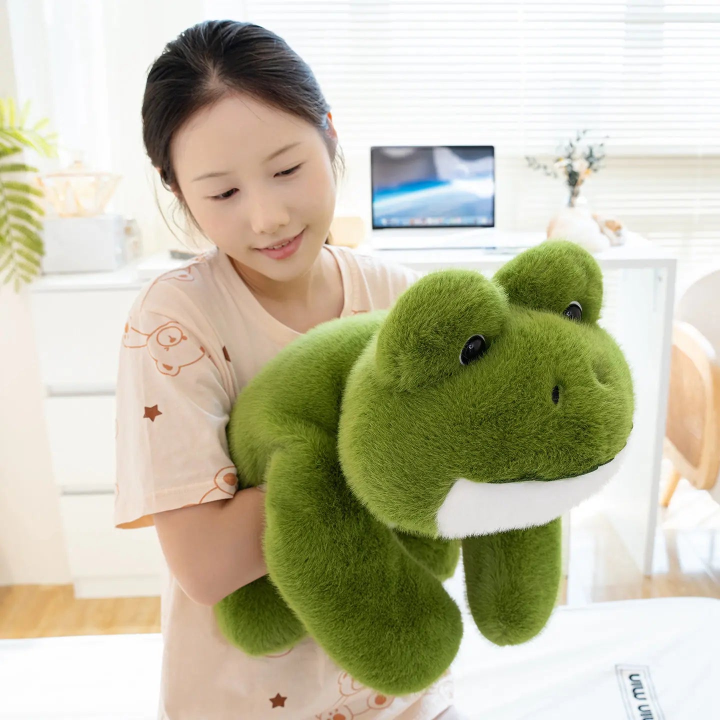 Hot Simulation Giant Frog Plush Toy Stuffed Animals Plushies Green Lying Frogs Throw Pillow Cushion Home Deco For Kids Gift