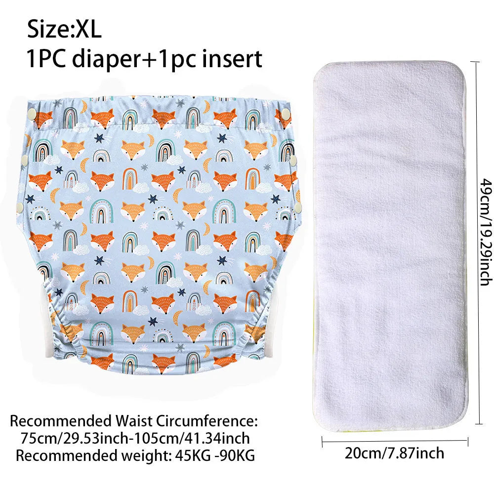 Ice Silk Adult Cloth Diaper Pants Waterproof Reusable Diapers Nappy Pads Anti Leak Breathable