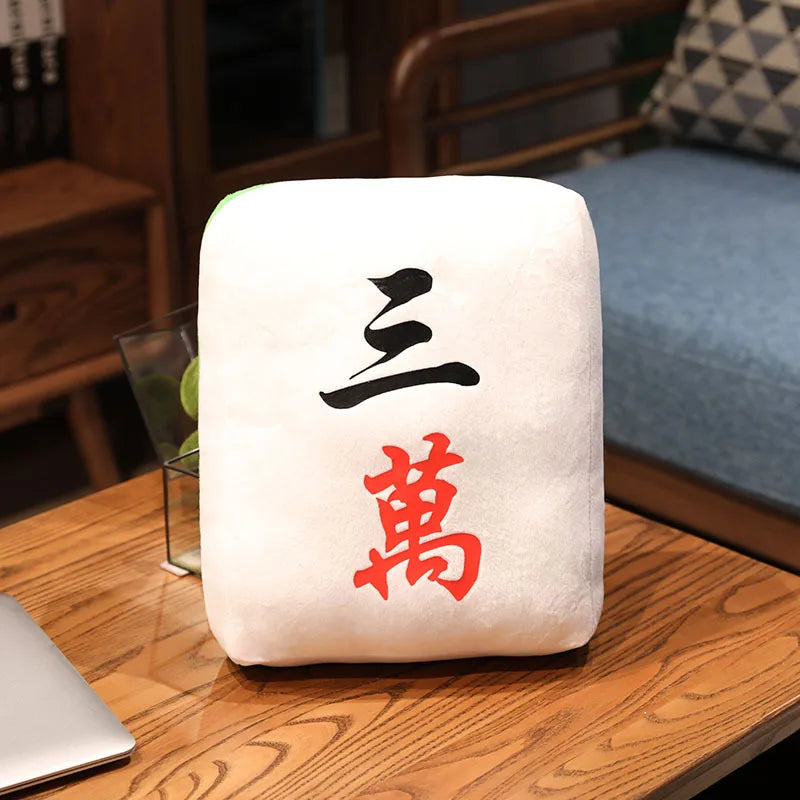 Hot 1pc Creative Mahjong Pillow Cushion Chinese Plush Toy Car Chair Backrest Mahjong Dice Funny Nap Pillow Sofa Home Decor Gift