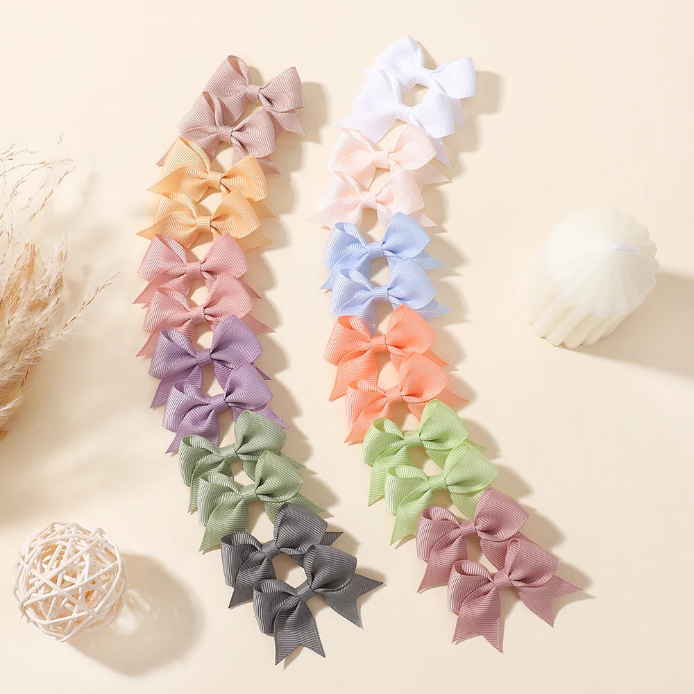 24Pcs 2-inch Hair Bows Clips for Girls Classic Ribbon Bowbot Pigtail Hairgrip Kids Hair Accessories Children's Headwear