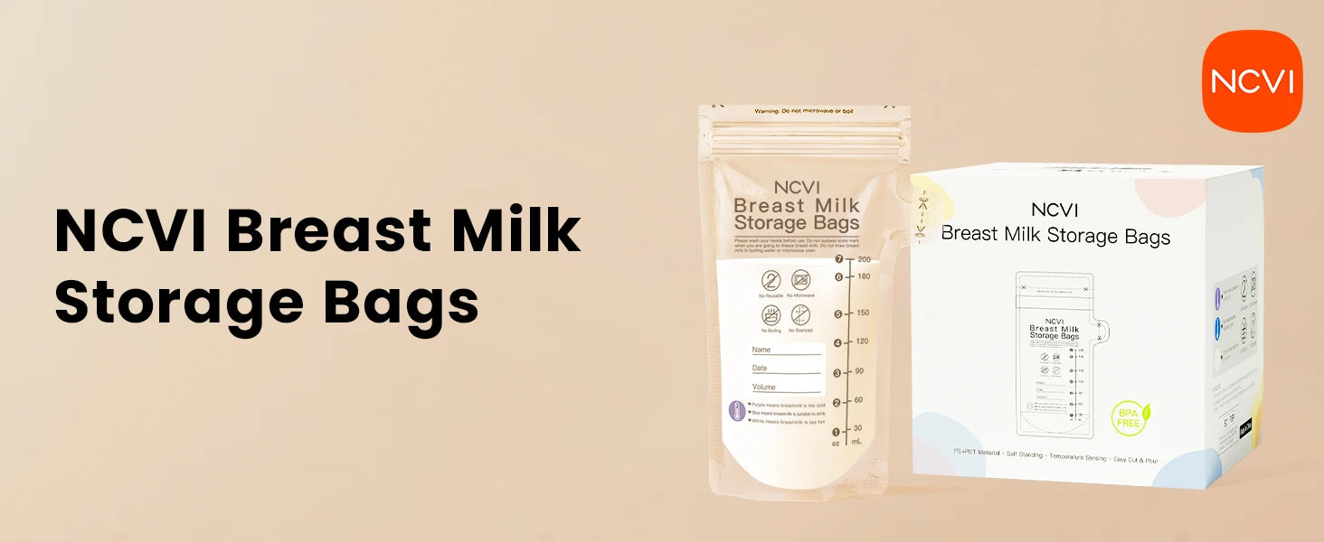 NCVI Breastmilk Storage Bags, 200ml Milk Freezer Bags for Breastfeeding,Preservation Bag, Temp-Sensing,Doubled-Sealed,BPA Free