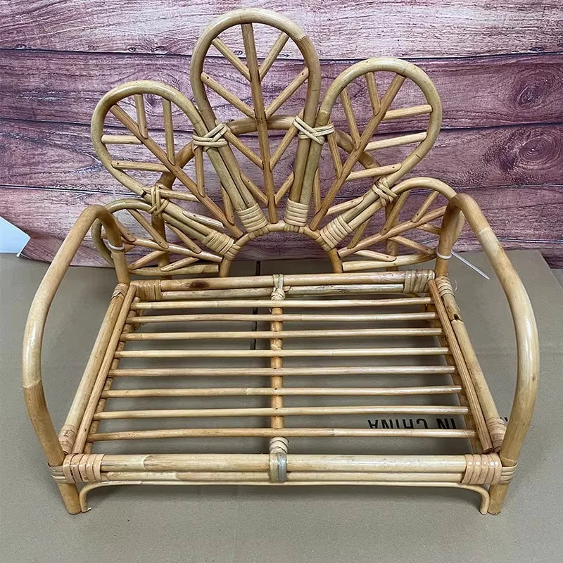 Newborn Photography Furniture Hand-woven Rattan Basket Chair and Beige Gray Backdrop Blanket Decor Baby Photoshoot Accessories