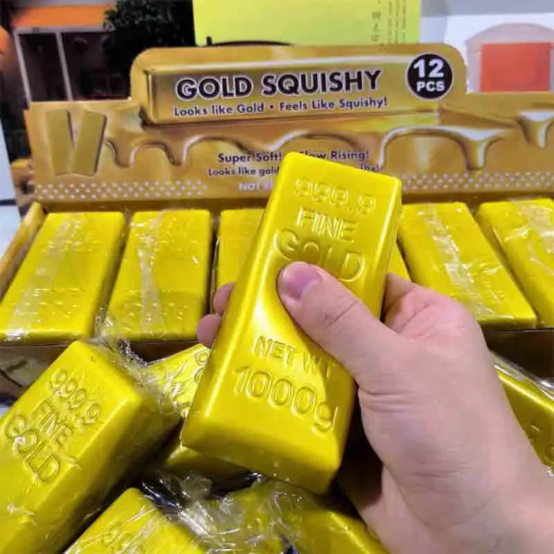 Simulated Gold Brick Slow‑Rebound Stress Relief Tool, Realistic Squishy Gold Bar Shape, Sensory Pressure Release, Anti‑Anxiety,