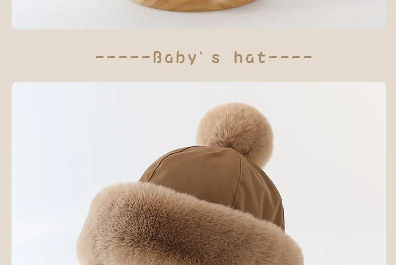 Baby Hat Autumn Winter Windproof Warm Hat Children's Ear Protection Pullover Hat Boys Girls Thickened Plush Lei Feng Hat