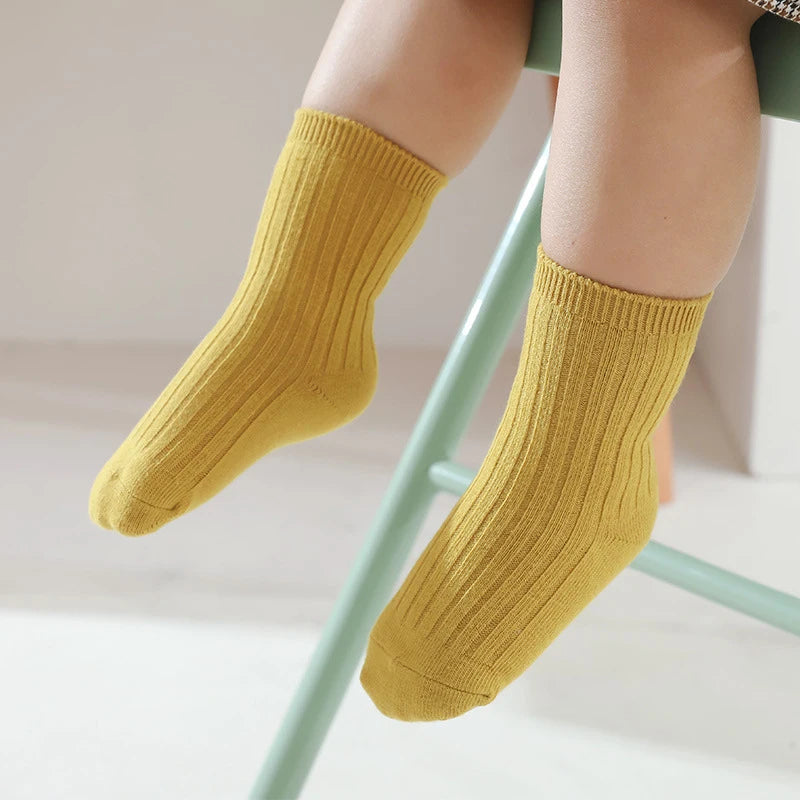 5 Pairs/Set Four Seasons 0-5T Fashion Newborn Baby Boy Girl mid-calf Socks Cotton Soft Breathable Infant Accessories