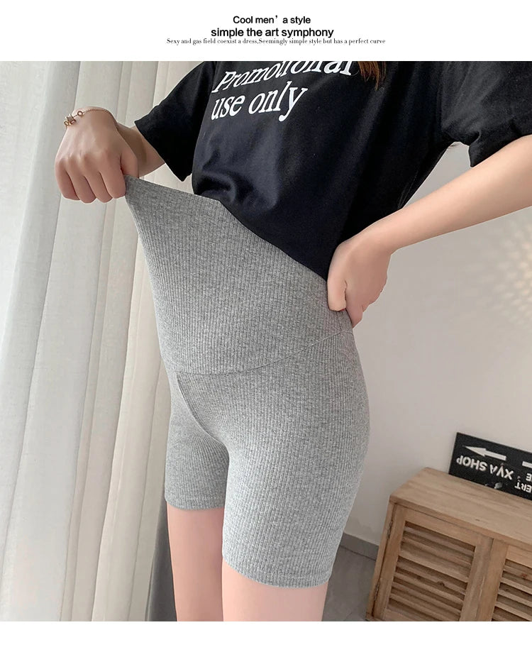 Pregnant Women Summer Pants Comfortable Cotton Trousers Letters Embroidery Pregnancy Short Leggings Slim Stripe Maternity Shorts