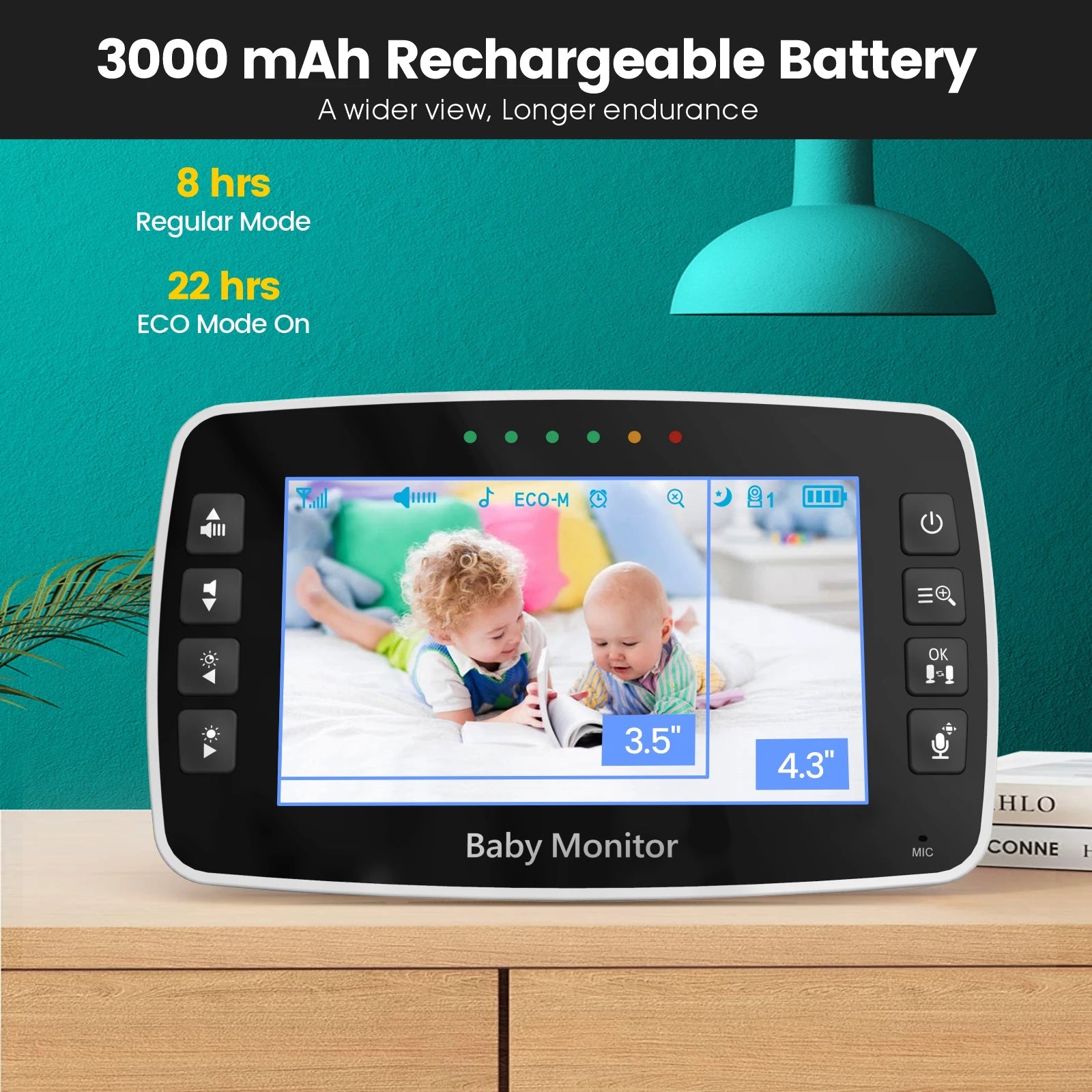 2023 NEWS 4.3Inch IPS Screen Wireless PTZ Intercom Baby Monitor Temperature Display Nanny Cam Long Distance Baby Sitter Camera