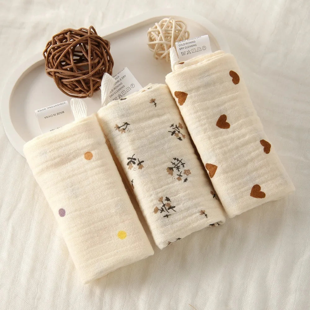 New 4-Layer Pure Cotton Baby Cotton Washcloth Absorbent Gauze Cotton Square Towels Soft Baby Towels Newborn Burp Cloth