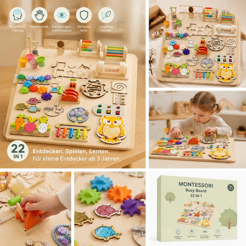 Premium Montessori Busy Board Accessories  Sensory Fine Motor Skills Educational Toys | Wooden Activity Kit For  Preschoolers
