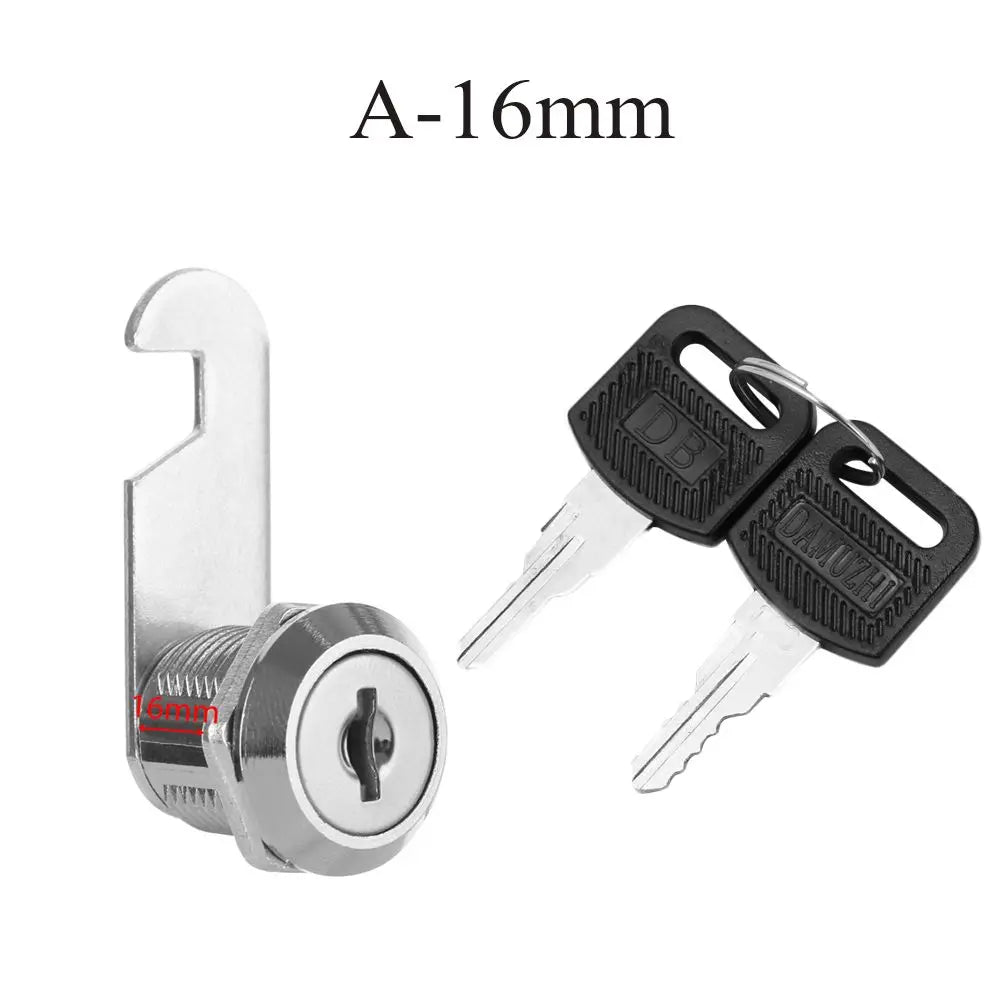 Zinc Alloy Cabinet Cam Lock With 2 Keys 10-30mm For Wood Metal And Glass Doors, Cabinet Locker Lock