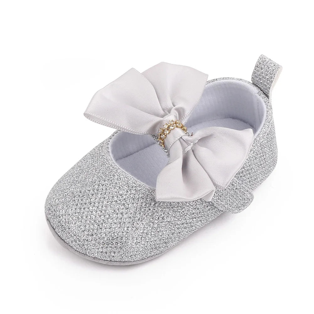 Spring Autumn Beautiful Baby Girl Princess Shoes Soft Soled Butterfly Bowknot Fashion Design Solid Newborn Prewalker Shoes D2677