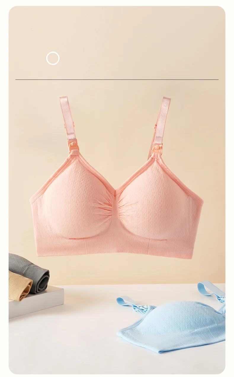 High Quality Single Handed Front Buckle Nursing Bra Breathable Women Breastfeeding Underwear Seamless Maternity Bra Push Up