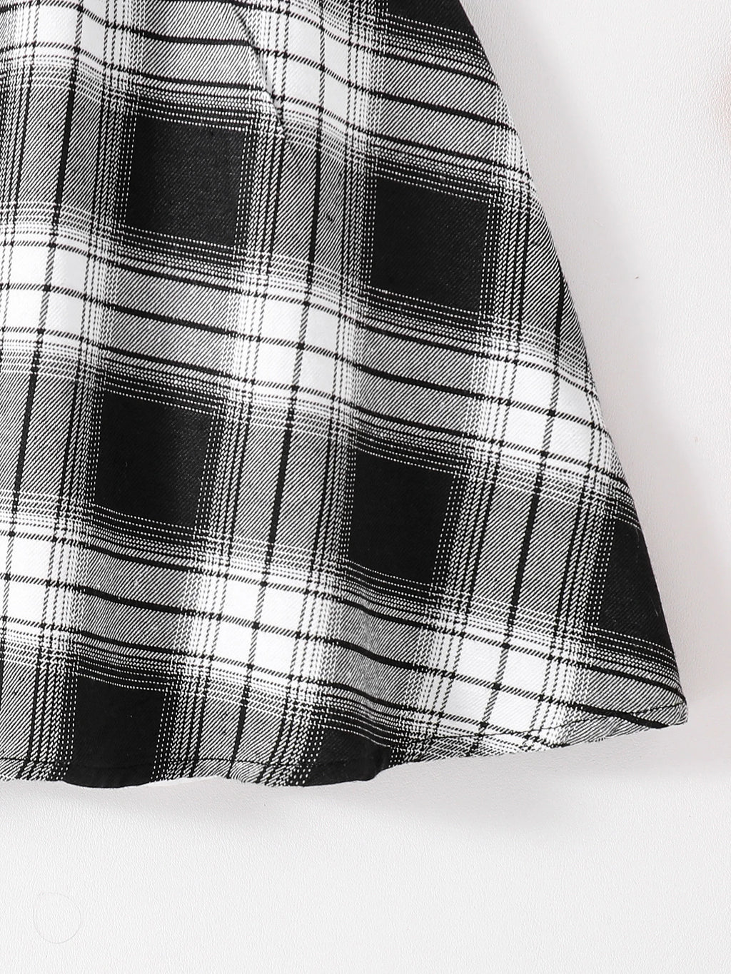 Girls Fashion Casual 2-Piece Set Black Lapel Long-Sleeved Letter Print Shirt Plaid Skirt Spring Autumn New