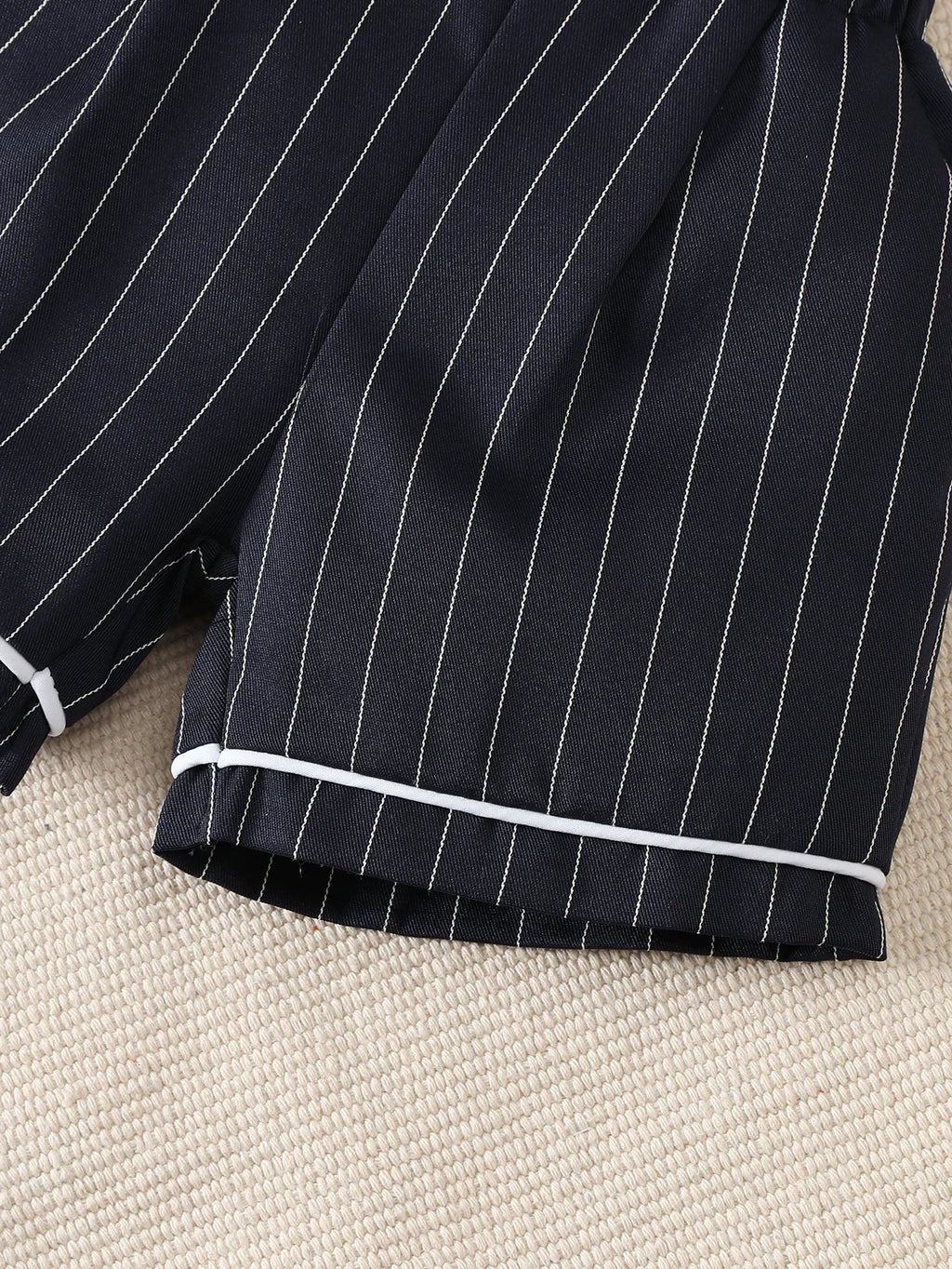 Baby Boys' Little Gentleman Set Lapel Collar Shirt and Striped Strap Pants 2Pcs/Set for 0-3 Year Old Baby Boys' Party Clothing