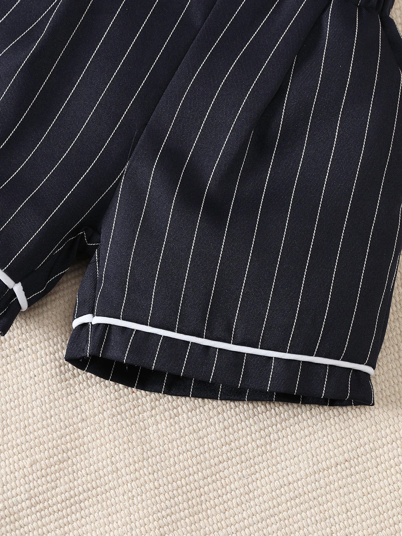 Baby Boys' Little Gentleman Set Lapel Collar Shirt and Striped Strap Pants 2Pcs/Set for 0-3 Year Old Baby Boys' Party Clothing