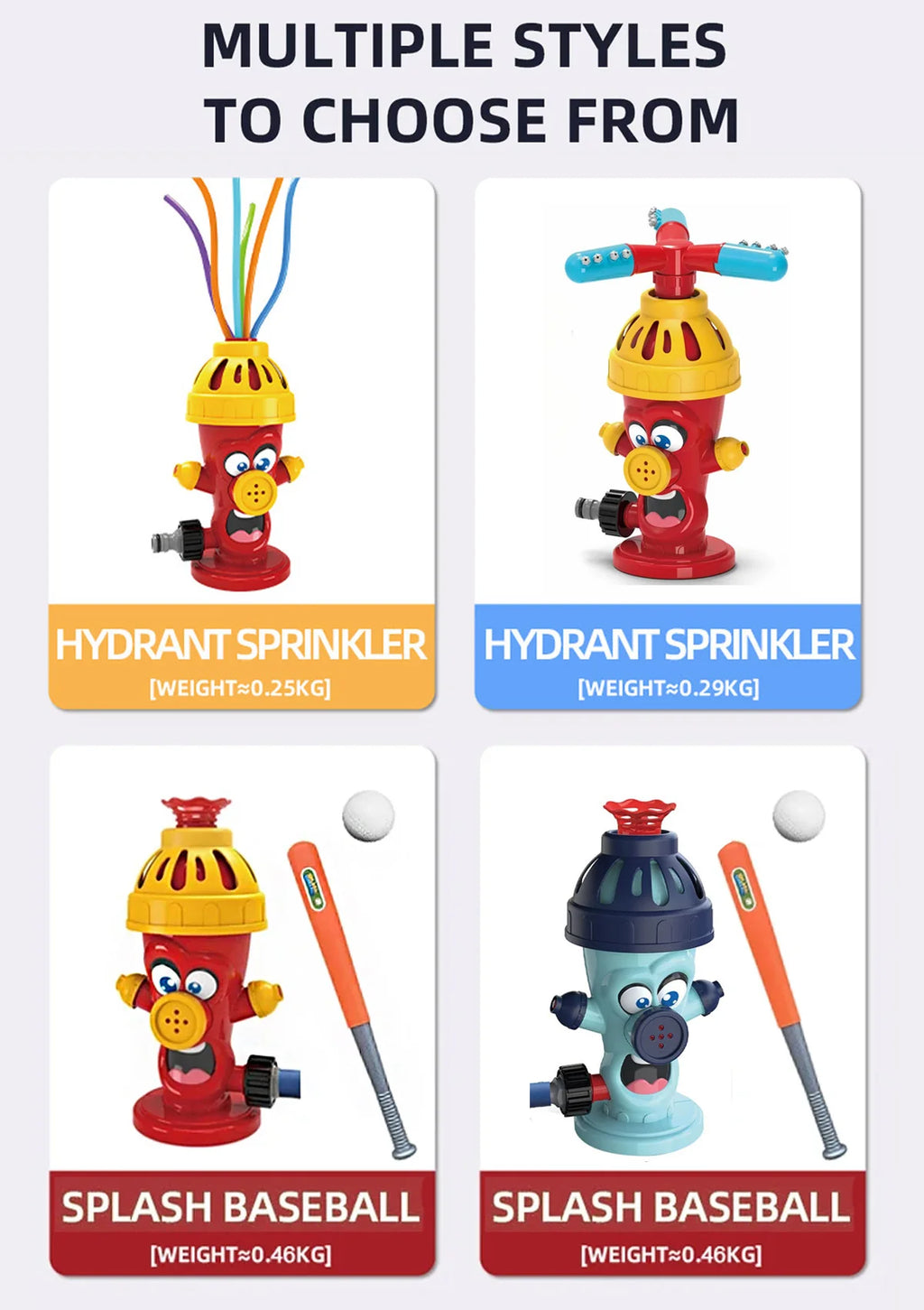 Water Spray Toy Hydrant Sprinkler Outdoor Backyard Garden Water Toys Summer Yard Cartoon Splash Sprinkler Baby Bath Toy for Kids
