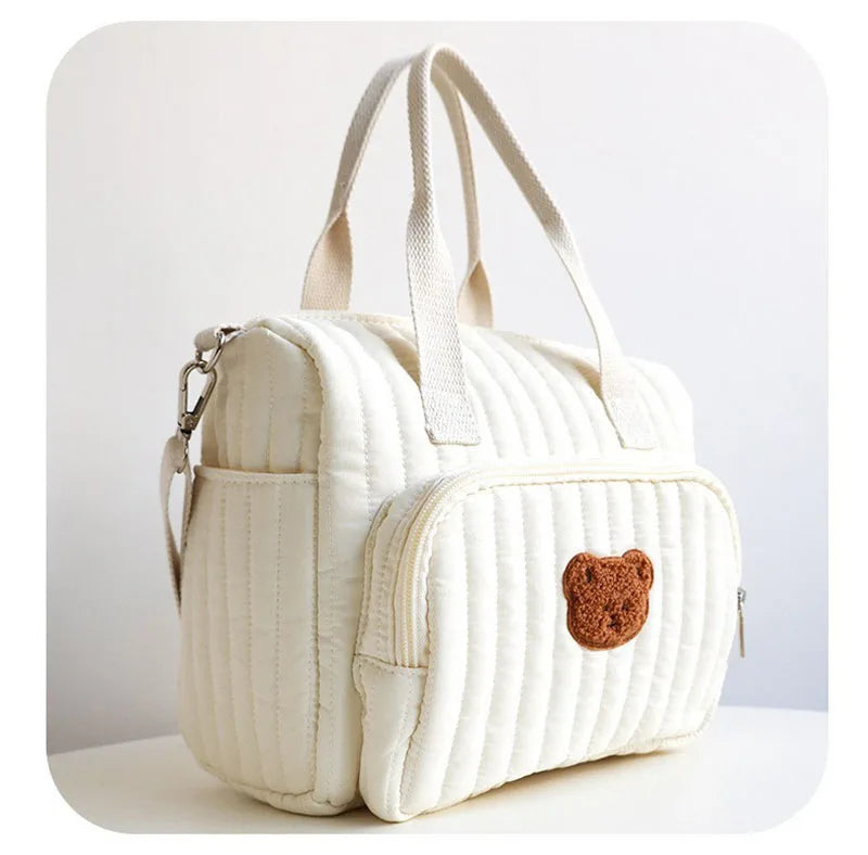 New Mommy Bag Portable Large Capacity Diaper Bag Embroidered Bear Cute Leisure Storage Bag