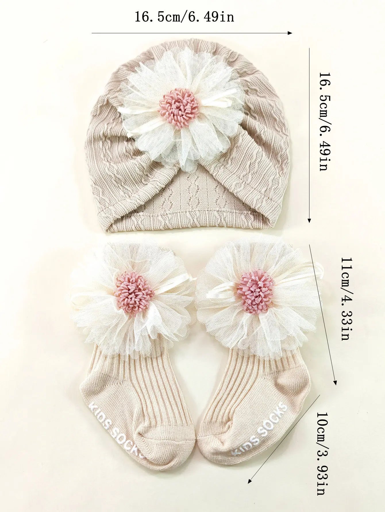 2pcs/set Newborn Elastic Turban Hat set Baby Girls Bow Cap Socks Set Baby Accessories Short Tube Sock Infant Indian Caps