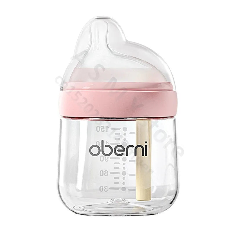 Anti Flatulence Glass Baby Bottle With Wide Mouth Nipple For Newborn 0 To 3 Months 150ml 210ml