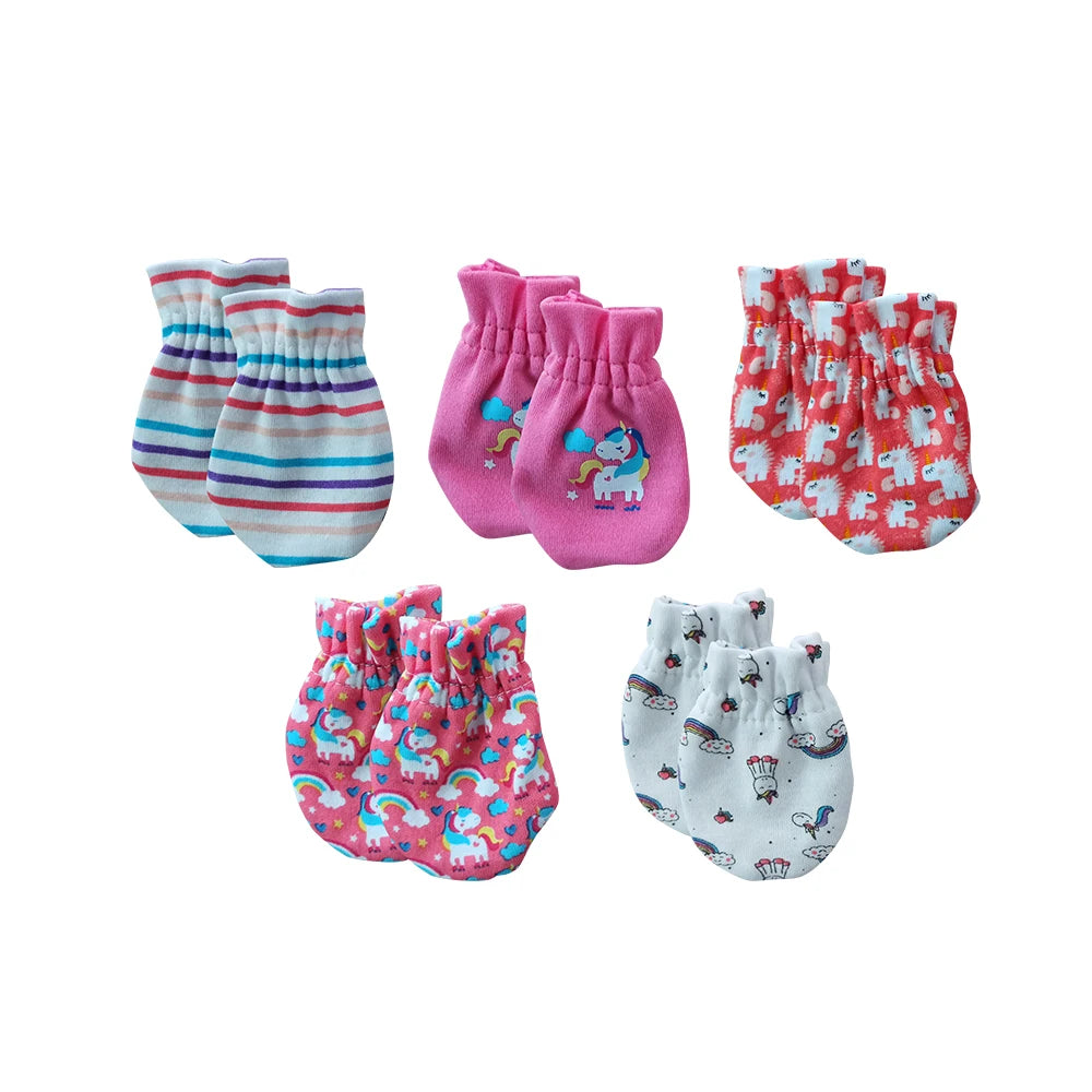 Kiddiezoom Newborn Gloves 0-6M 4/5 Pairs 100 Percent Cotton Breathable Baby Mittens For Newborns