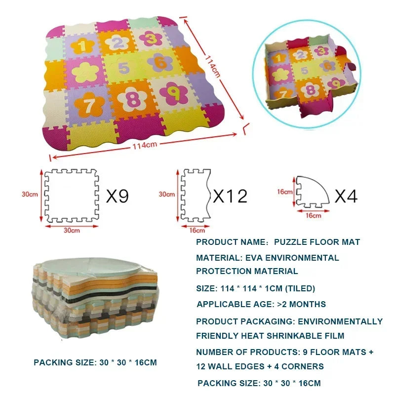 EVA Foam Baby Play Mat Soft Baby Playground Rugs Baby Toys Kids Puzzle Educational Toys Children's Room Floor Protector Carpets