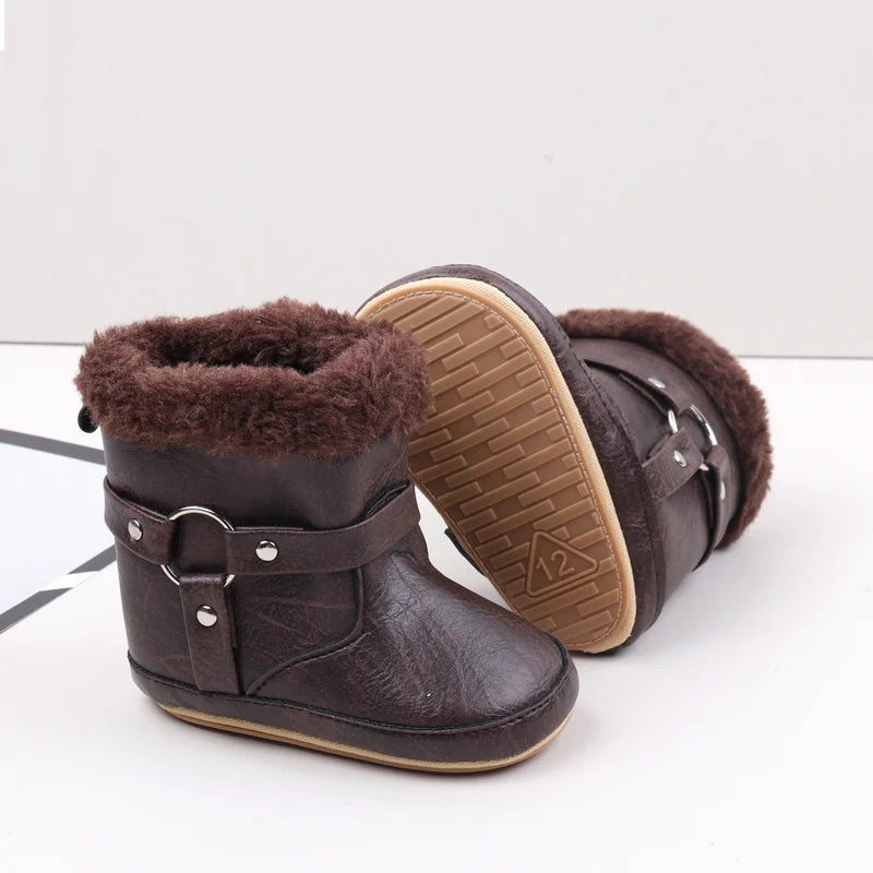 Hot Selling Winter Baby Boy And Girl Pre Walking Toddler Shoes Fashion Design Fleece-lined For 0-18M Baby Winter Cotton Boots