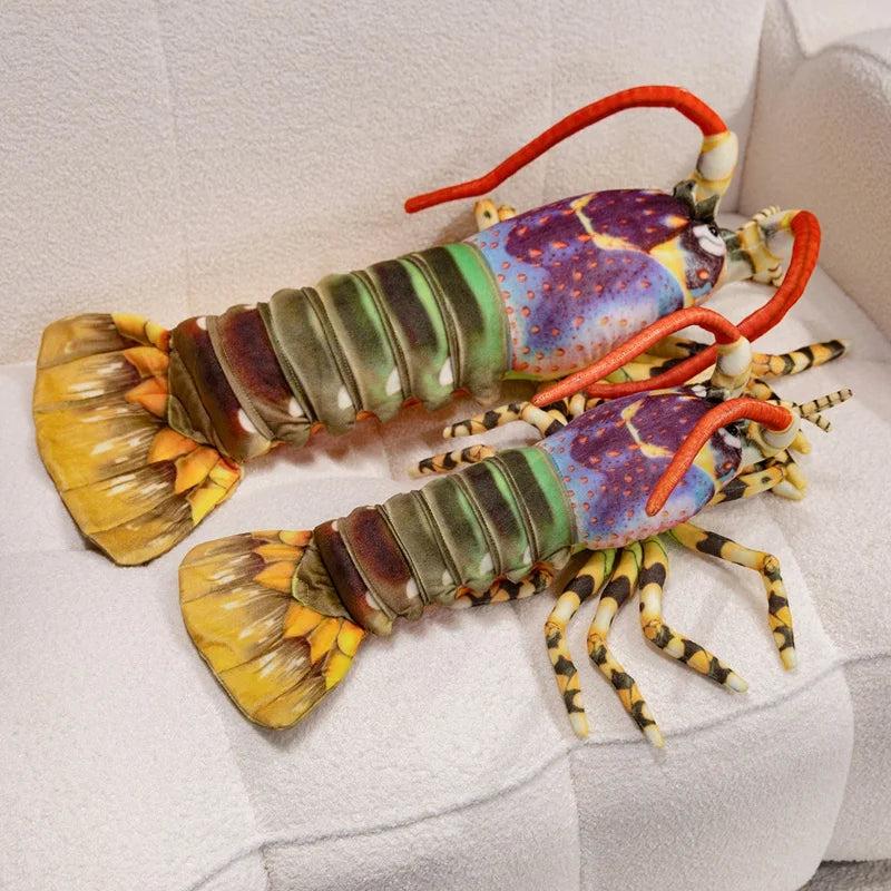 Colorful Lobster Plush Toy Stuffed Throw Pillow - Lifelike Design Creative Home Decor Funny Christmas Gift Vivid Lobster Theme