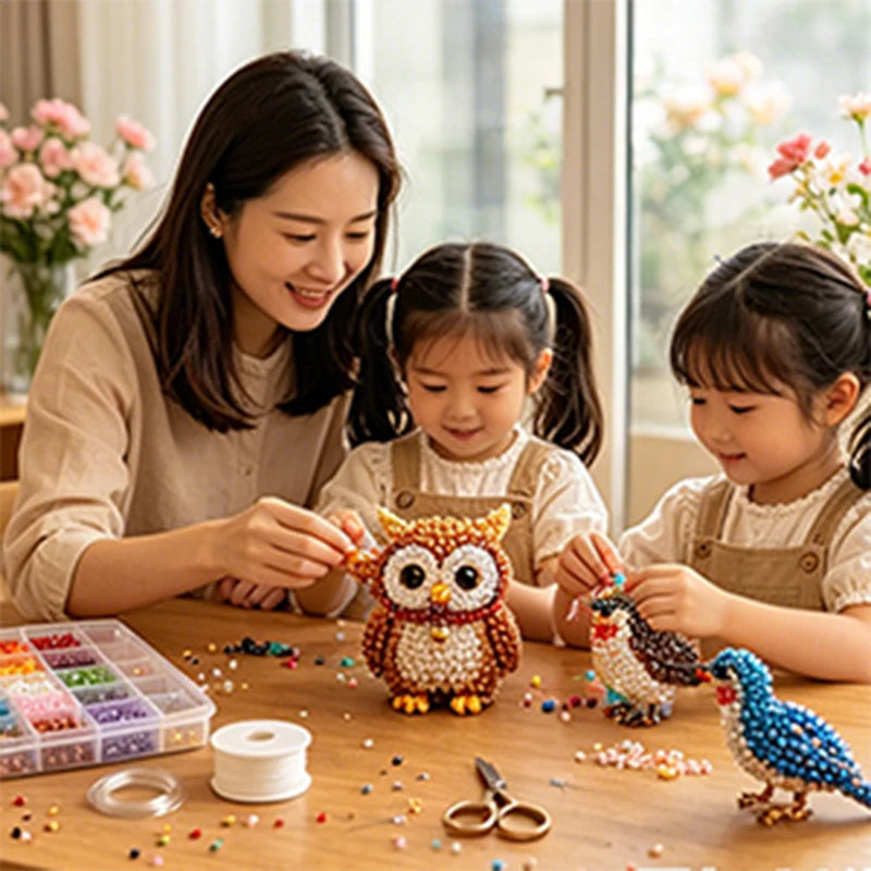 Cute Farm Animal Bead Craft Kit Diy 3d Beaded Ornament Set Perfect For Home Decor Keychains & Gift Giving Easy Craft For Kids