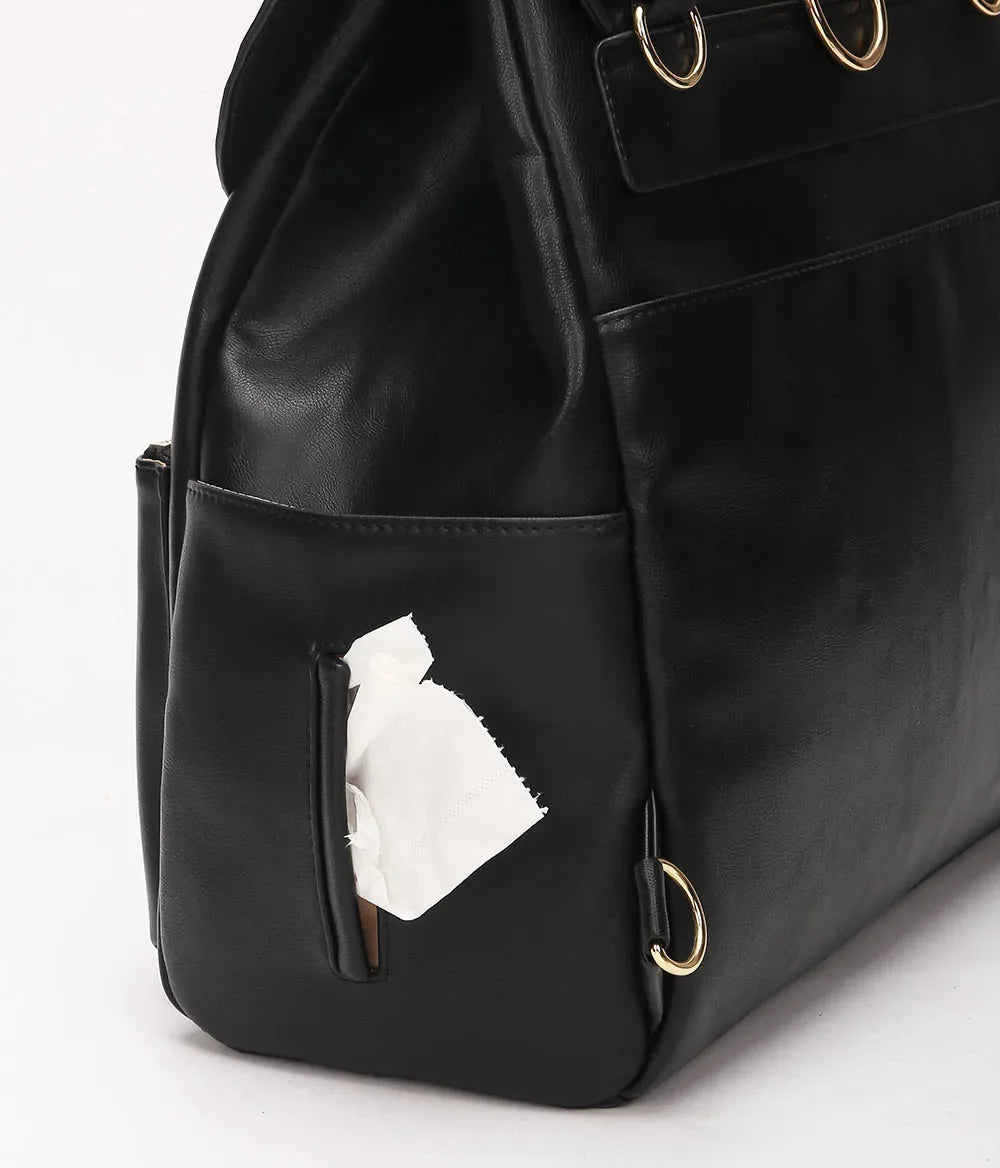 Waterproof Diaper Bag for Mommy Maternal PU Leather Nappy Backpack Baby Infant Organizer Changing Nursing Mom Pram Bag to Care
