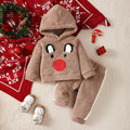 Baby Boy Plush Set Hooded Cute Emoji Long sleeved Pants 2-piece Set Suitable for 0-3 Year Old Baby Boys Winter Warmth Set