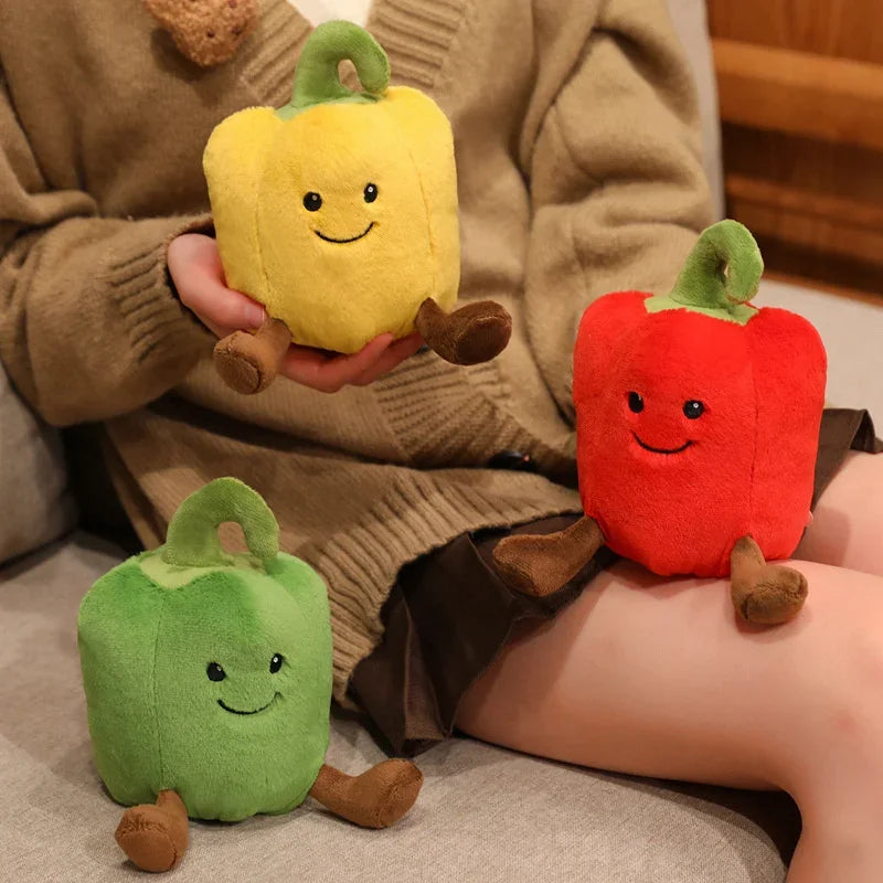 New Creative Cartoon Colored Pepper Plush Toys Stuffed Cozy Smile Vegetables Doll Cute Office Desktop Companion Delicate Gift