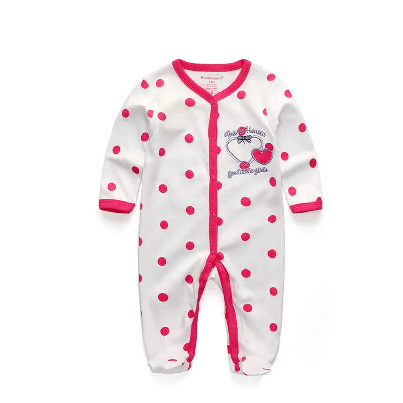 Kiddiezoom Fashion Classic Unisex long Sleeve Causal Baby Boy Girl Rompers Soft 100%Cotton Newborn Clothing
