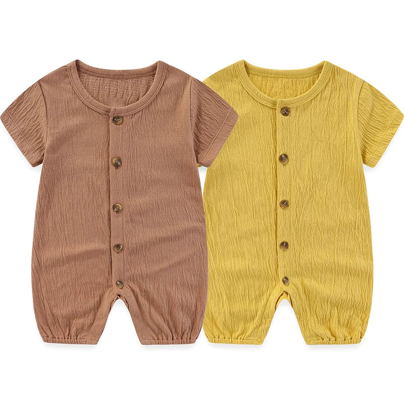 Fashion Cartoon 2-Piece Unisex Baby Rompers Short Sleeve 100 Percent Cotton Jumpsuit Style 2P