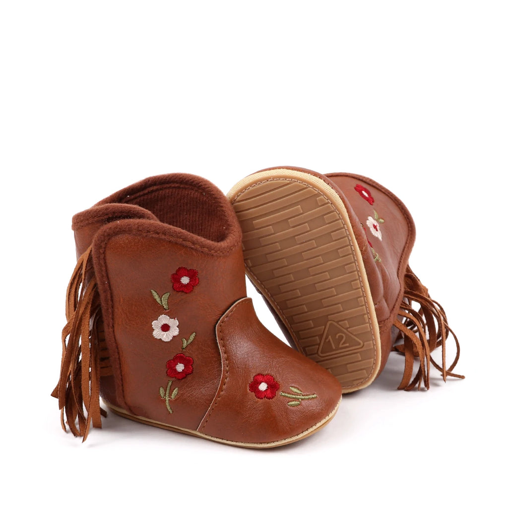 Fashionable And Popular Baby Shoes Western Denim Midsole Boots Autumn And Winter Warm And Anti Slip Casual Walking Shoes