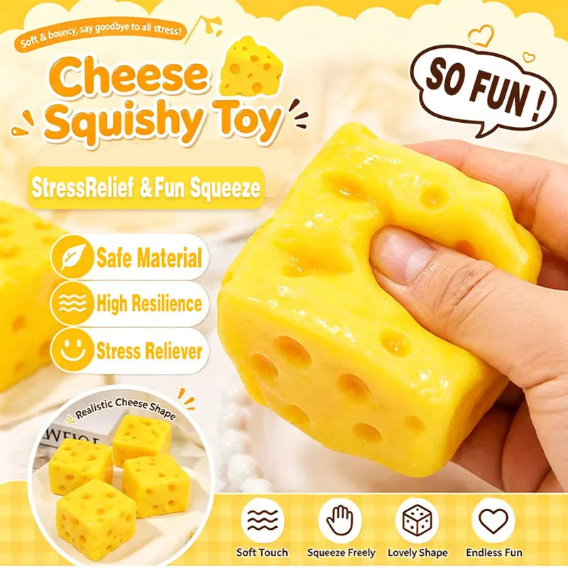 Cheese Squeeze Toy Simulated Cheese Squishy Fidget Toys Low Rebound Shapeable Venting Ball Office Relax Stress Relief Ornament