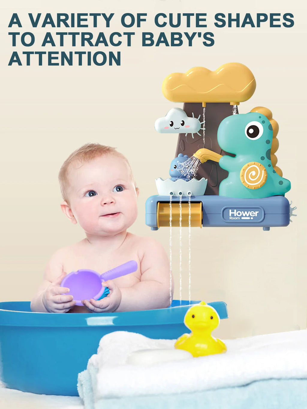 Baby Bath Toys Spray Toy for Kids Cartoon Dinosaur Suction Cup Dinosaur Bath Toys for Toddlers Animal Sprinkler Waterwheel Water