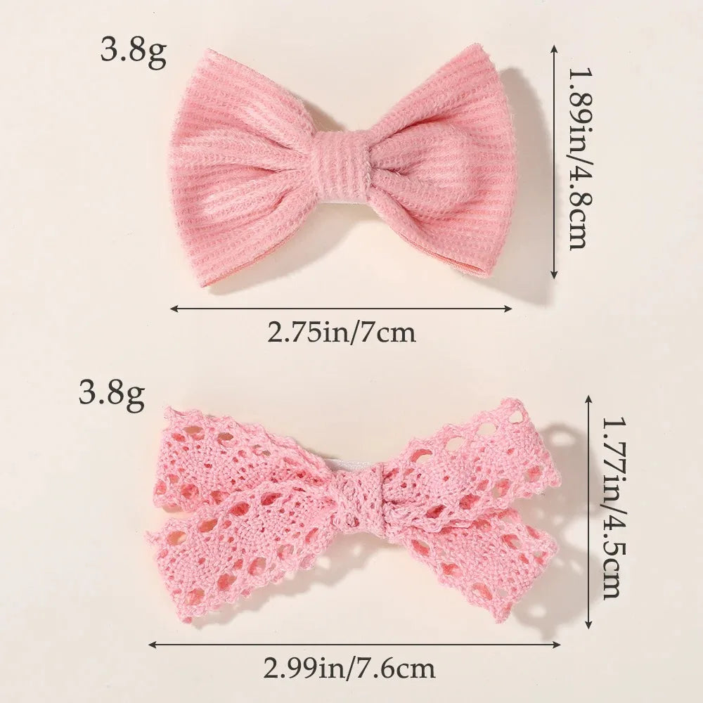 4Pcs/lot Lovely Bowknot Hair Clip for Girls Lace Side Bangs Hairgripes Gift Headwear Set Boutique Kids Barrette