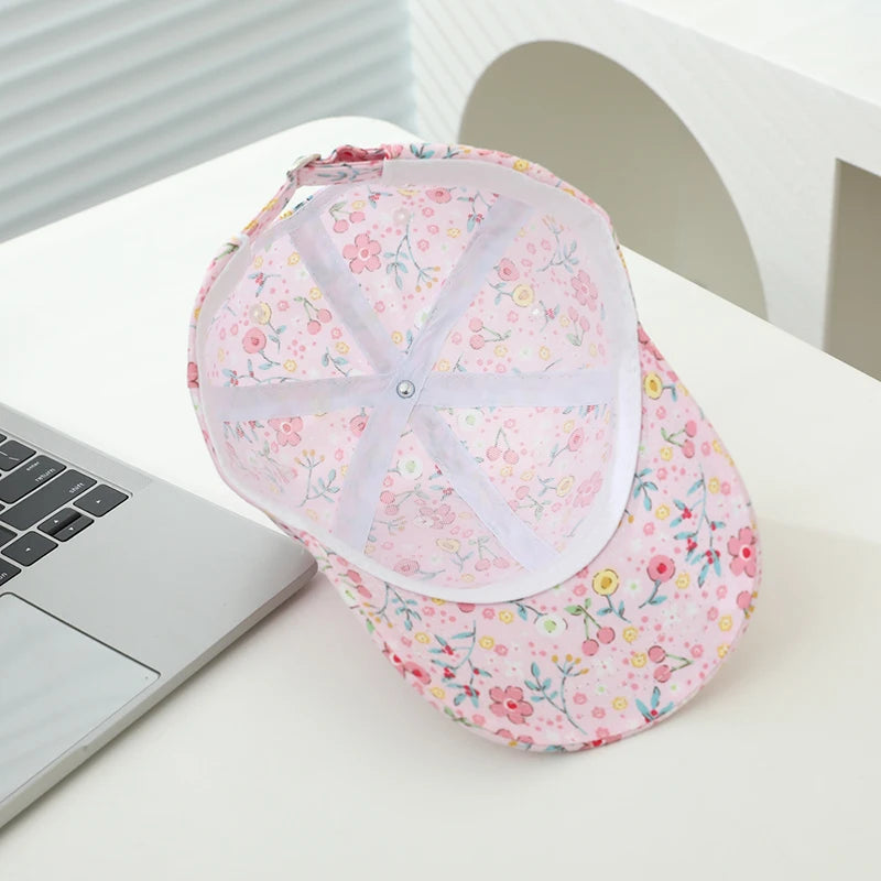Baby Girls Baseball Summer School Cartoon Flowers Children Outdoor Kids Caps for 2-8Years Adjustable Sports Hats Cotton