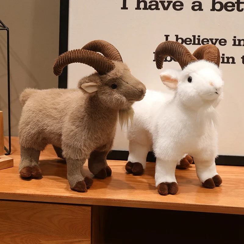 Hot Realistic Goat Plush Toy Bag Pendant Lifelike Simulation Mountain Stuffed Animal Doll Soft Fluffy Ram Plushie Birthday Gift