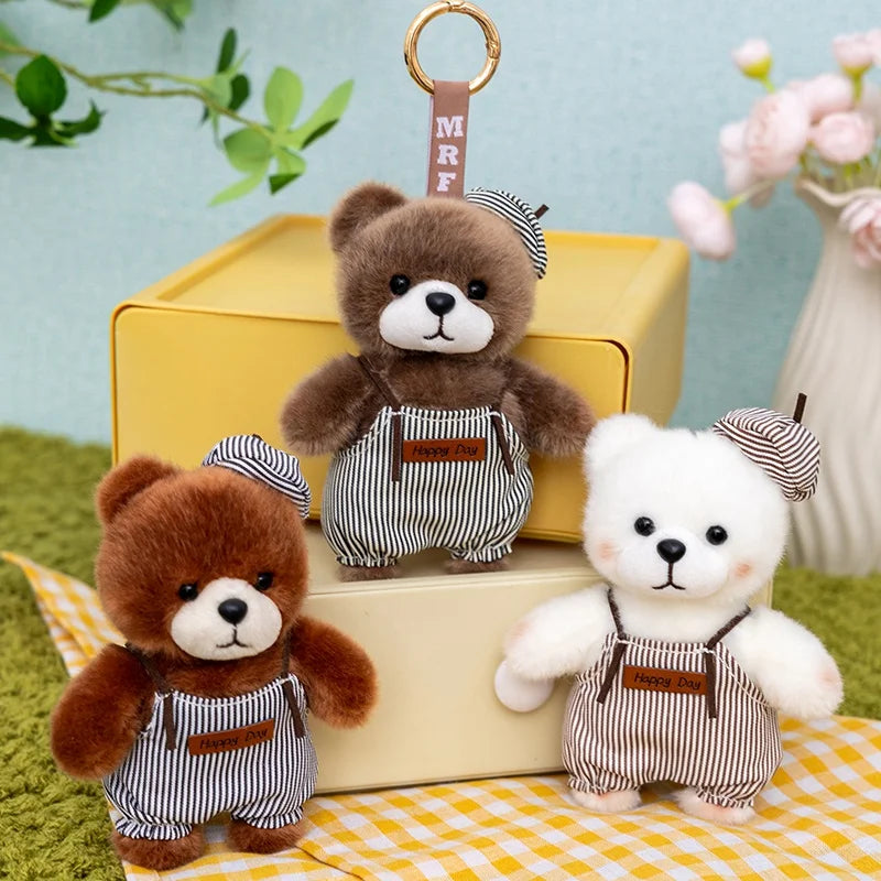 10cm New Kawaii Little Bears Pendant Plush Toy Stuffed Soft Animal Cartoon Bear Backpack School Bag Keychain Decor for Kids Gift