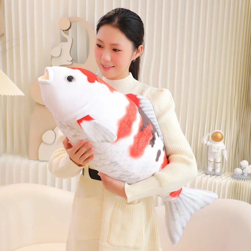 1pc 75CM Simulation Koi Fish Plush Toys Soft Stuffed Cartoon Carp Plushie Pillow For Girls Boys Sofa Home Decor Cushion Gifts