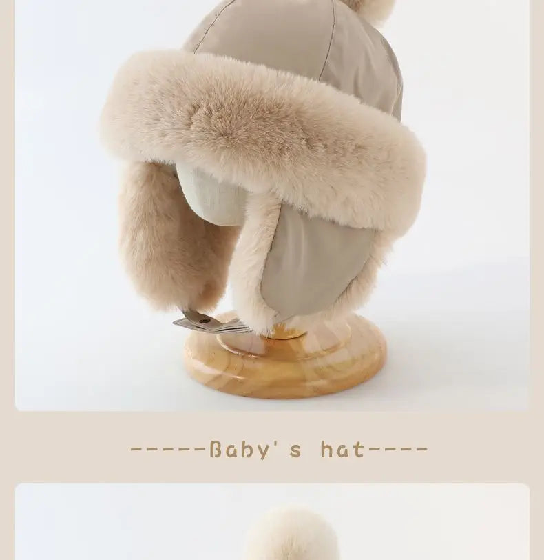 Baby Hat Autumn Winter Windproof Warm Hat Children's Ear Protection Pullover Hat Boys Girls Thickened Plush Lei Feng Hat