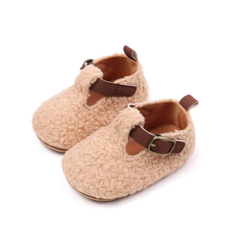 Winter Cute Baby Girl Boy Velvet Cotton Shoes Warm Plush Comfortable TPR Sole Anti Slip Solid High Quality Walking Shoes BMB4005
