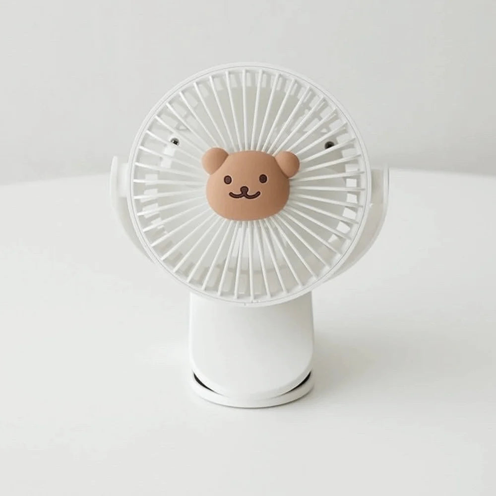3 Speeds Cart Stroller Fan Bear Lithium Battery Portable Outdoor Fan Noiseless USB Rechargeable for 3.7V1200mAh