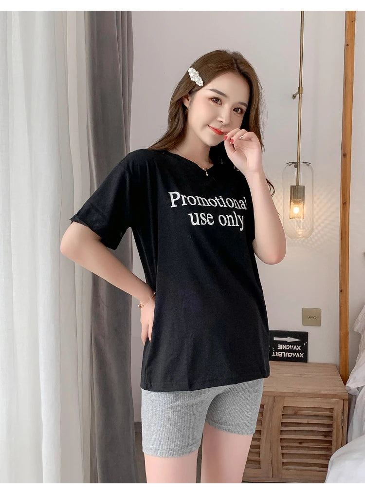 Pregnant Women Summer Pants Comfortable Cotton Trousers Letters Embroidery Pregnancy Short Leggings Slim Stripe Maternity Shorts